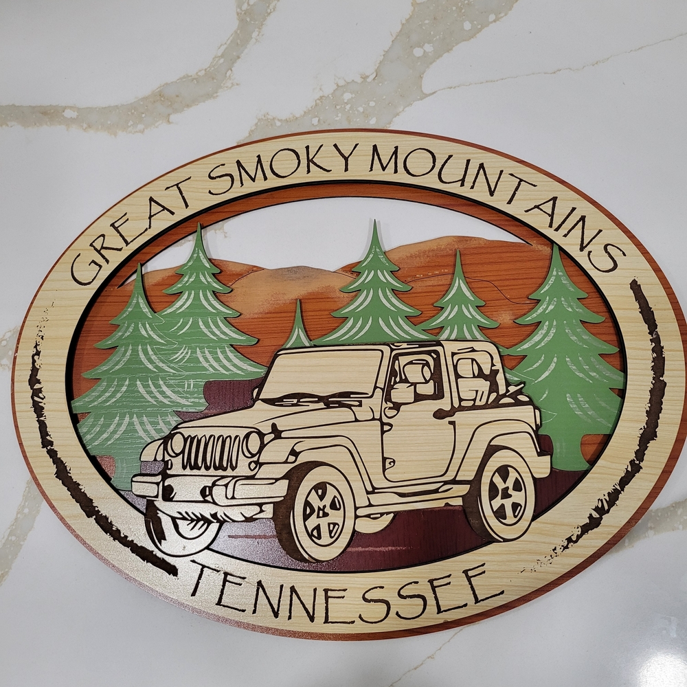 Great Smoky Mountains Wall Decor with Jeep Design